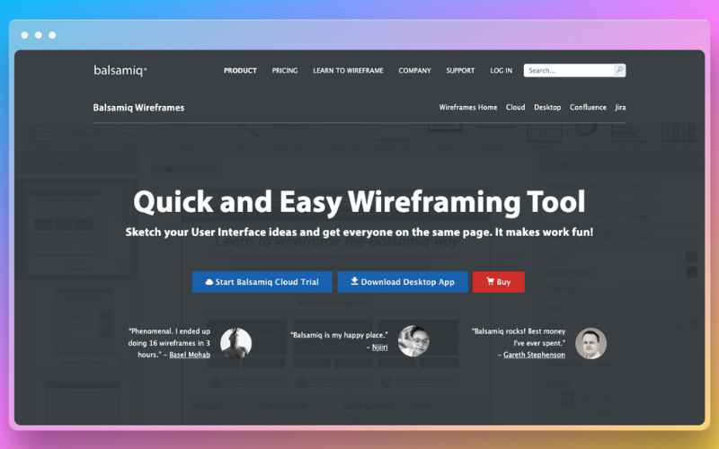 Balsamiq wireframes design tool