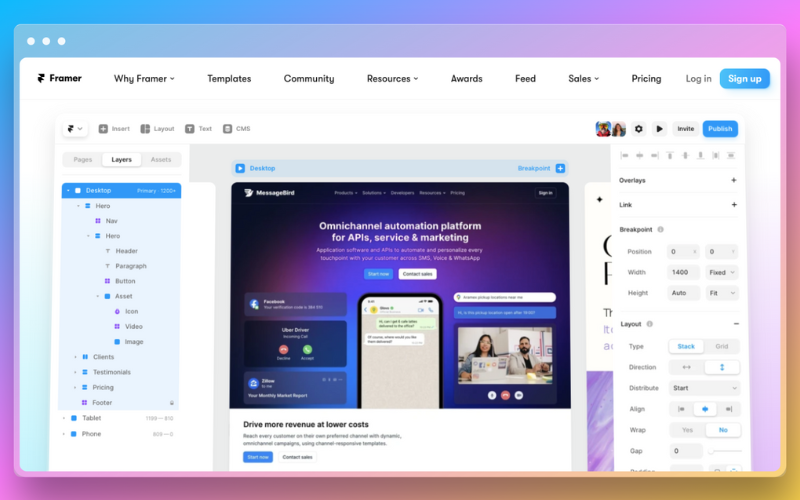 Framer wireframe tool