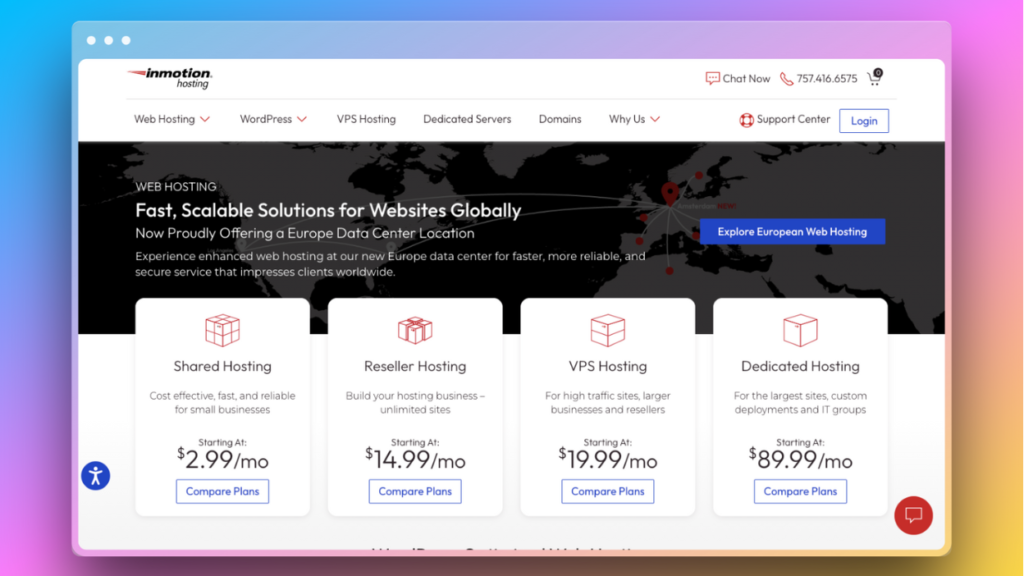 Inmotion top-notch web hosting platform