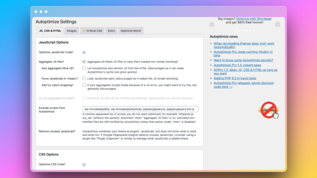 Boost WordPress site speed by minifying CSS, JavaScript and HTML