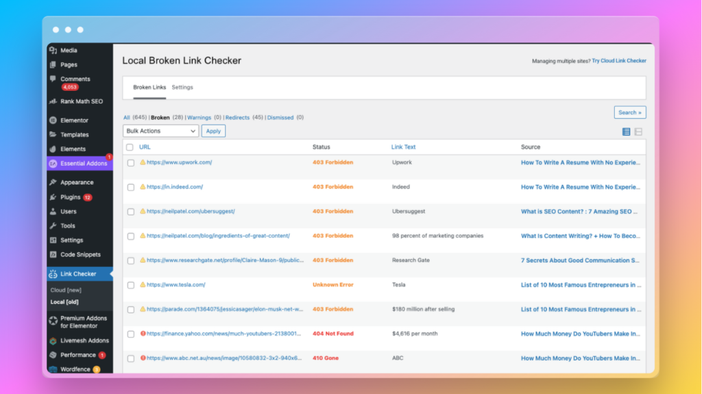 cleaning broken links will improve seo on WordPress