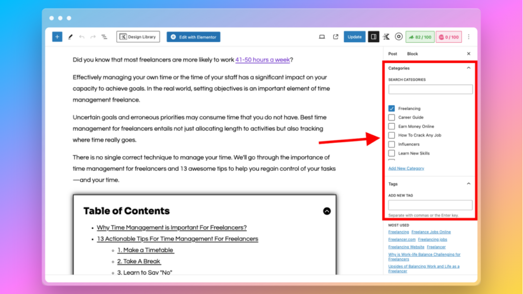 use WordPress tags and categories